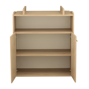Commode à langer 2 portes et une niche décor bois hêtre