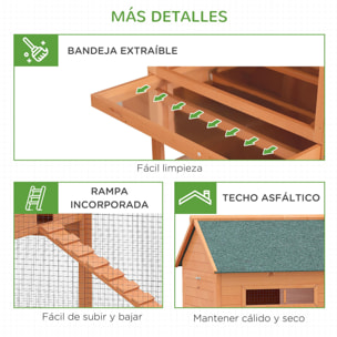 Gallinerode Madera de Lujo con Ponedero Bandeja y Caseta