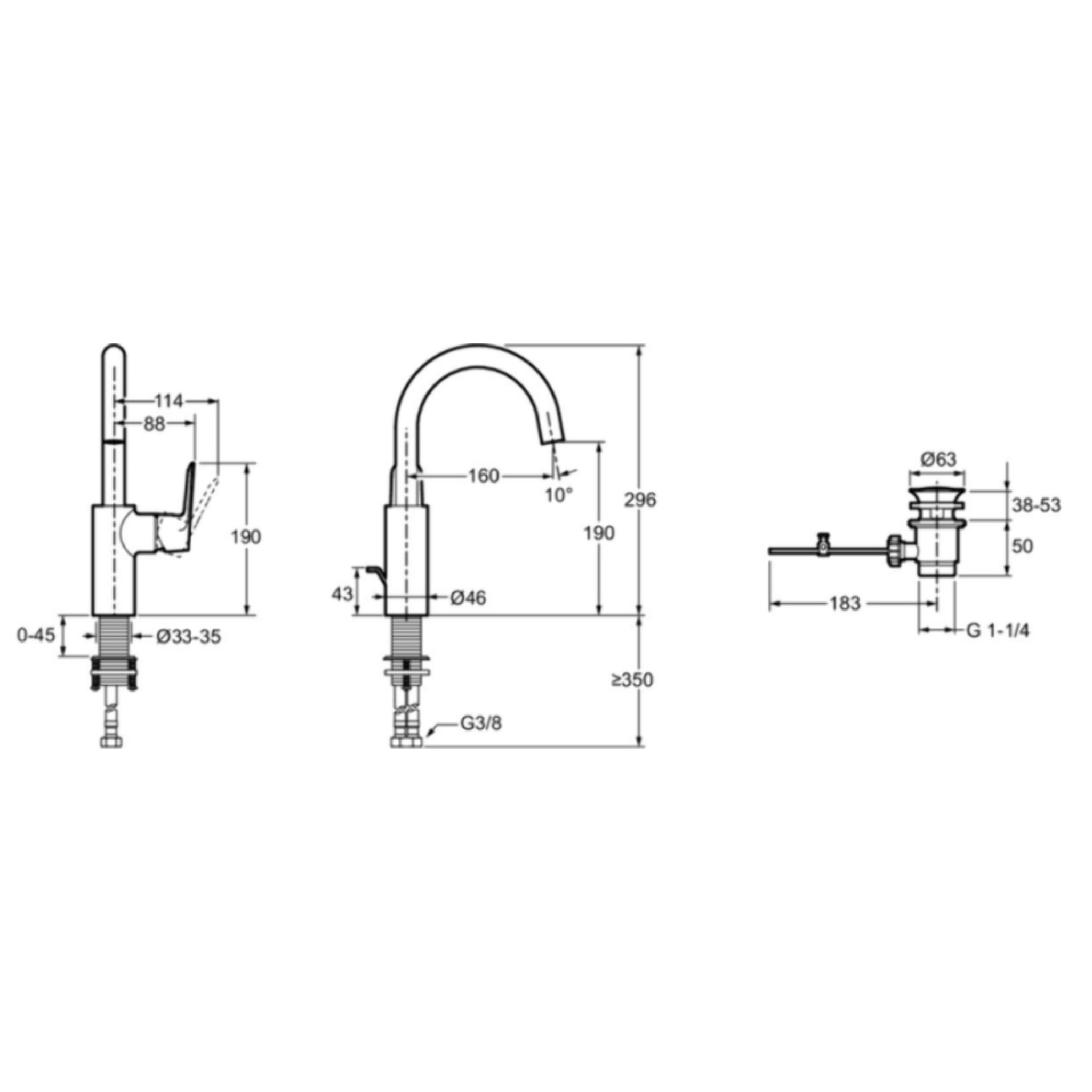 Mitigeur lavabo tube July+ avec vidage Chromé
