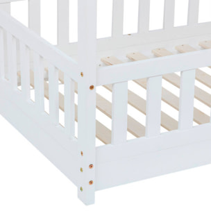 Cama infantil modelo cabaña de pino lacada en blanco 90x190cm