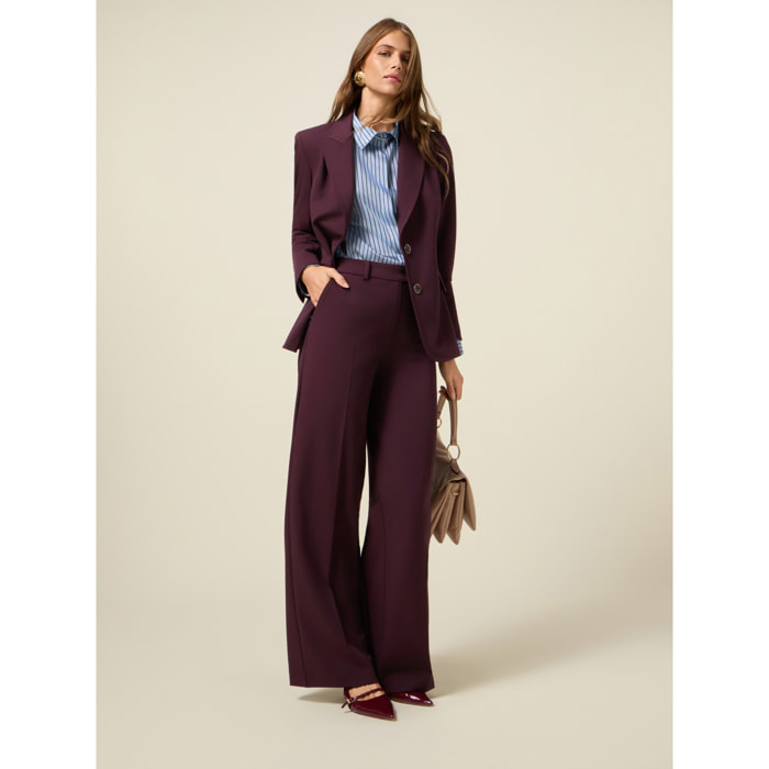 Oltre - Pantaloni palazzo in poliviscosa - Bordeaux