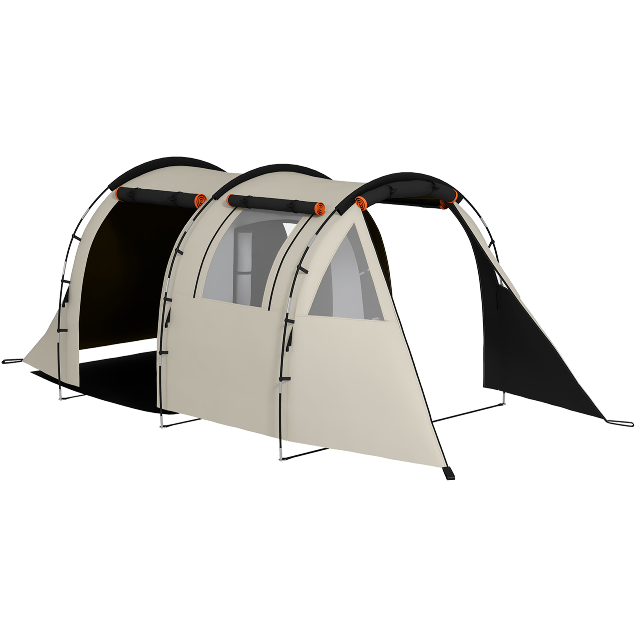 Tienda de Campaña Familiar para 4-5 Personas Tienda de Camping Plegable con 2 Habitaciones 5 Puertas y Bolsa de Transporte Impermeable para Senderismo 460x230x180 cm Caqui