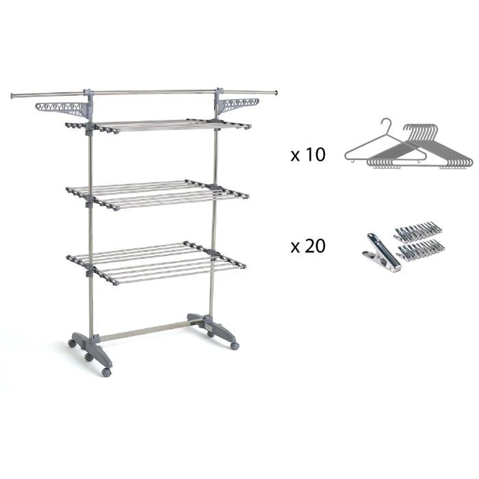 Séchoir à linge avec accessoires EXTRA 22M 3 niveaux