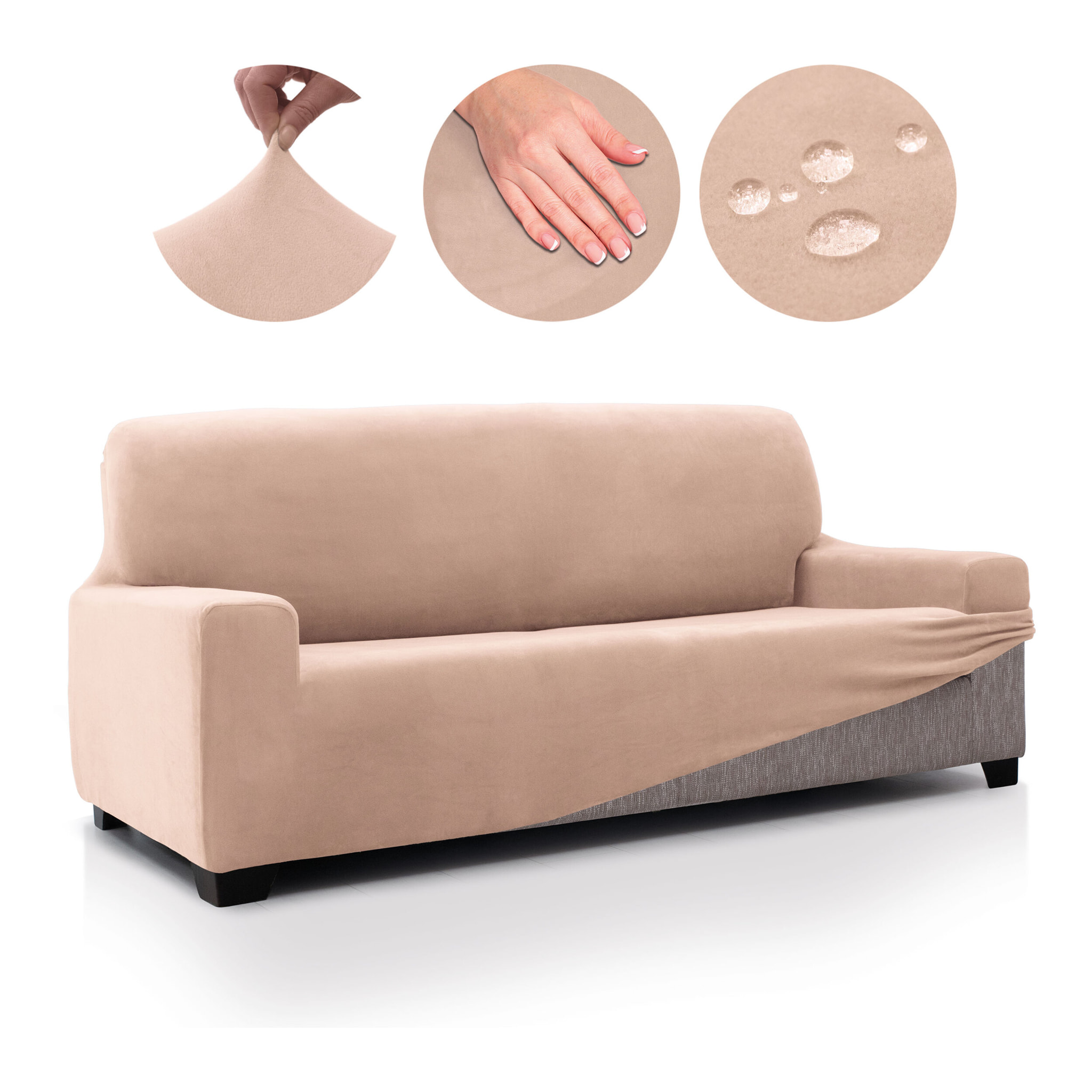 Funda de sofá TERCIOPELO ANTI MANCHAS Multi elástica modelo VERONICA