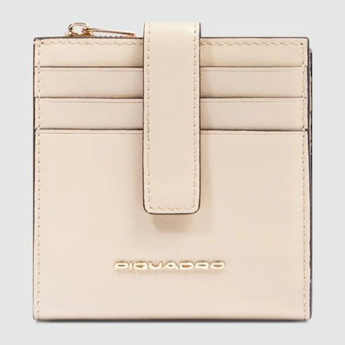 Piquadro Portacarte di credito in pelle con portamonete, schermato con protezione RFID