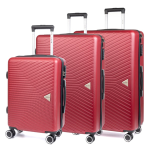 Set di 3 valigie Trolley in materiale ABS leggero e ad alta resistenza. Blocco numerico, 4 ruote girevoli a 360°.