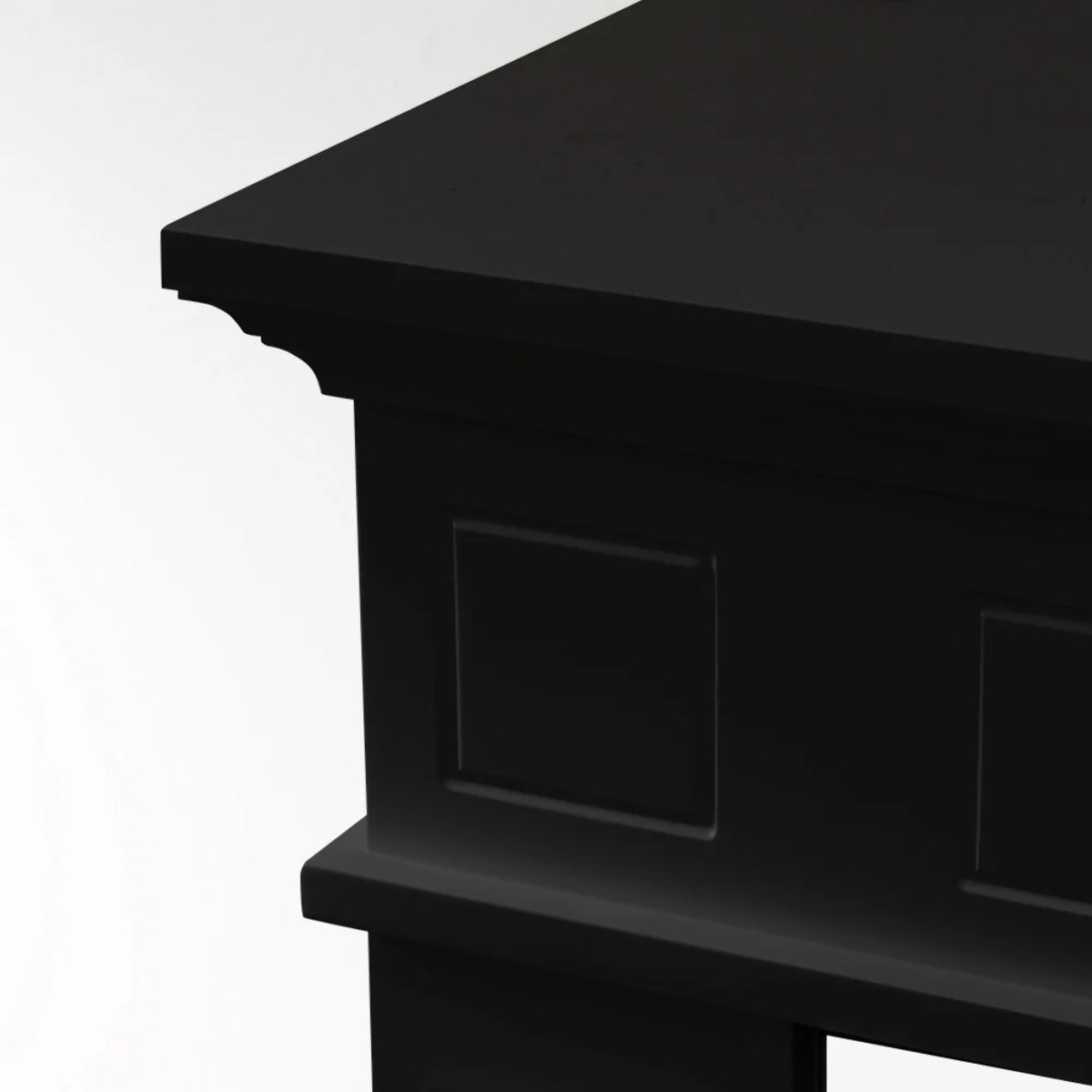 Jefferson - Cornice per Camino 89,5x90,5x28 cm Rivestimento Decorativo in Legno MDF Nero