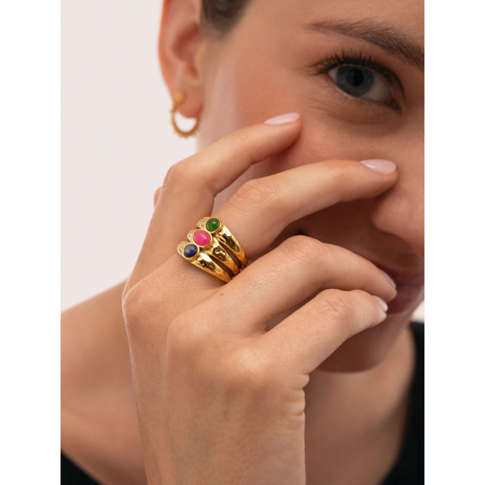 Anello Candela Stones Acciao Placcato Oro