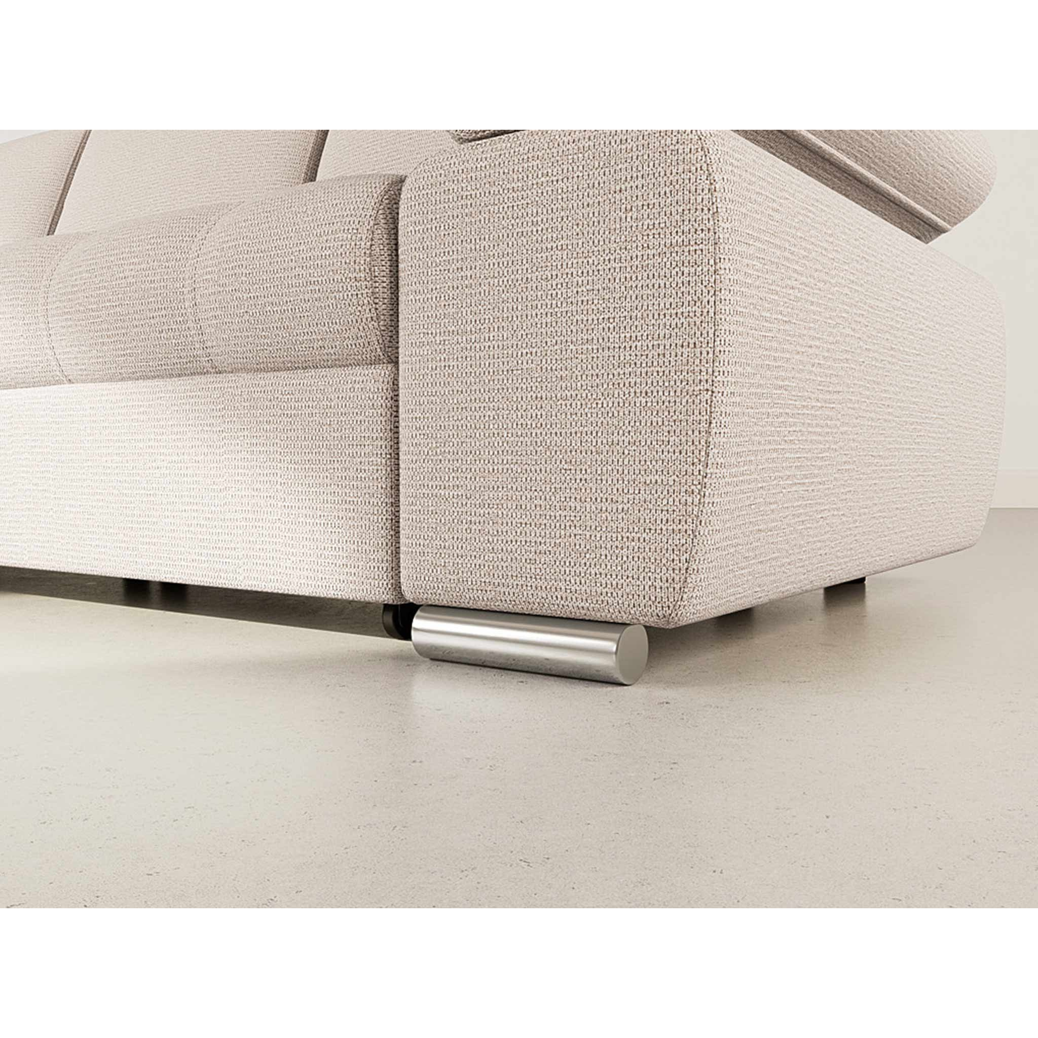 Bianca - Canapé d'angle gauche 4 places convertible avec coffre en tissu texturé - Beige