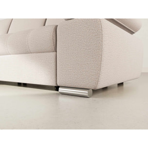 Bianca - Canapé d'angle gauche 4 places convertible avec coffre en tissu texturé - Beige