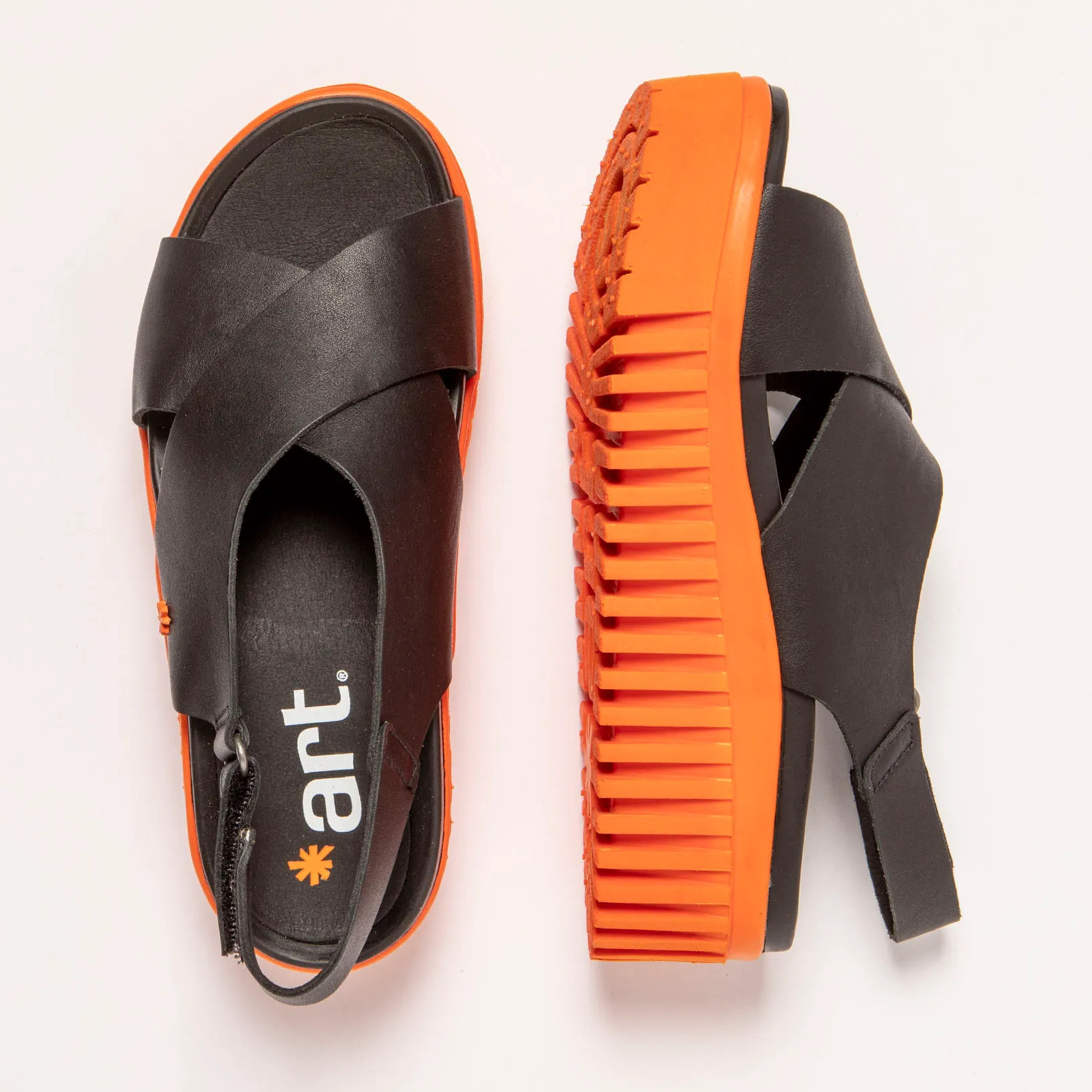 Sandalia de cuña 1574 NAPPA BLACK-ORANGE/BRIGHTON color Black-orange