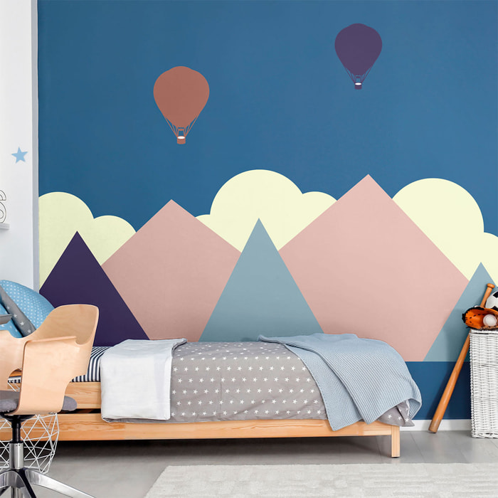 Stickers muraux enfants - Décoration chambre bébé - Autocollant Sticker mural géant enfant montagnes scandinaves NARVIK