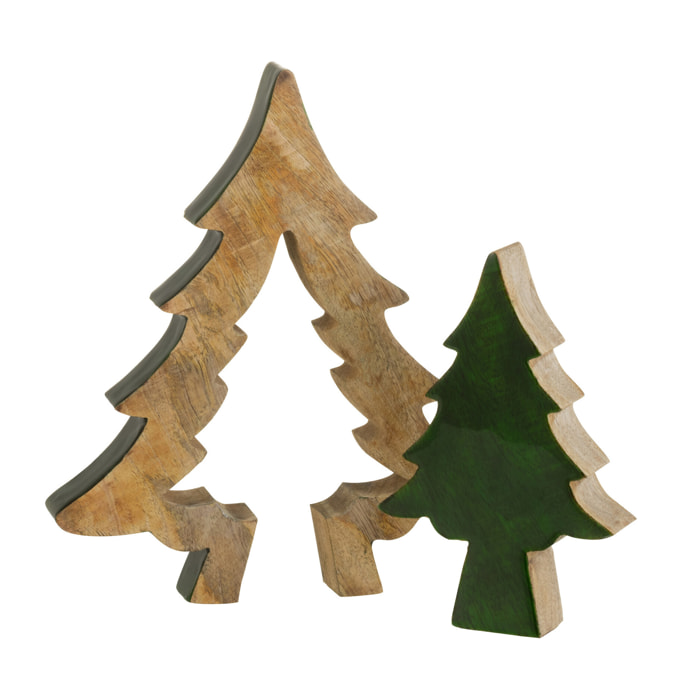 J-Line décoration Sapin de Noël Puzzle - bois - vert/naturel - large
