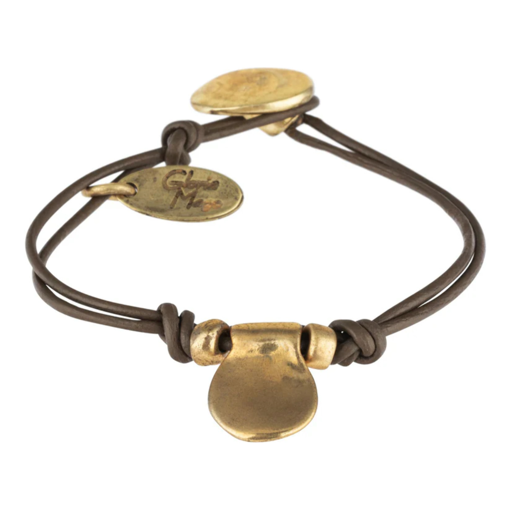 Pulsera cuero marrón dorado "Basic" color oro