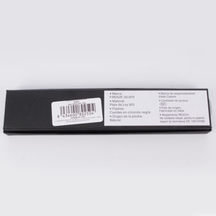 Cadena de Plata de Ley 925 con cuentas en circonita negra natural.