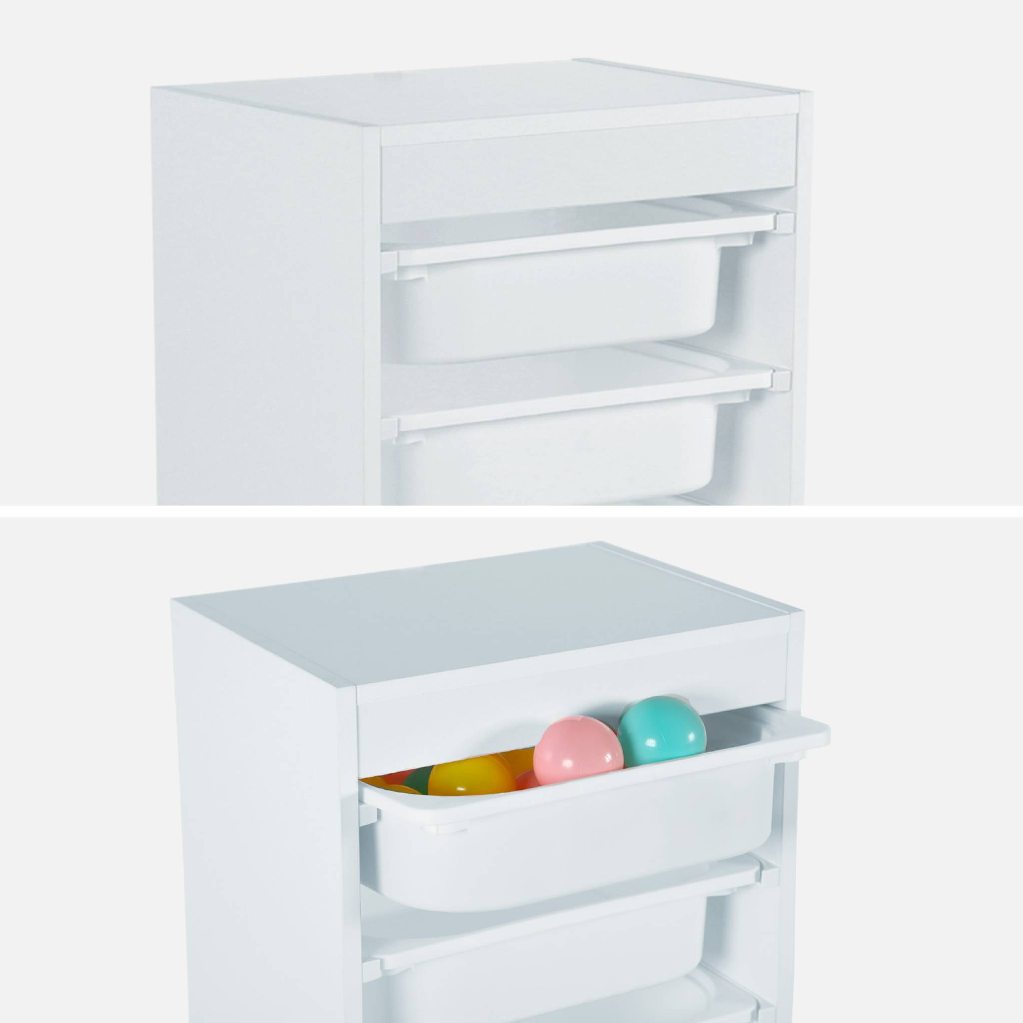 Meuble de rangement enfant 4 bacs de rangement. 41.5 x 30 x 89cm (Lot de 2) blanc