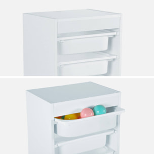 Meuble de rangement enfant 4 bacs de rangement. 41.5 x 30 x 89cm (Lot de 2) blanc