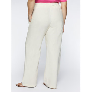 Fiorella Rubino - Pantaloni ampi in lino e viscosa - Beige