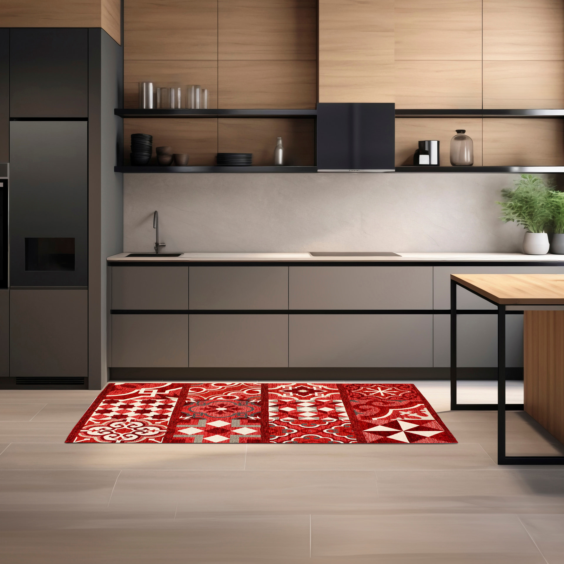 TAPPETO DA CUCINA CEMENTINE ROSSO DON GIOVANNI