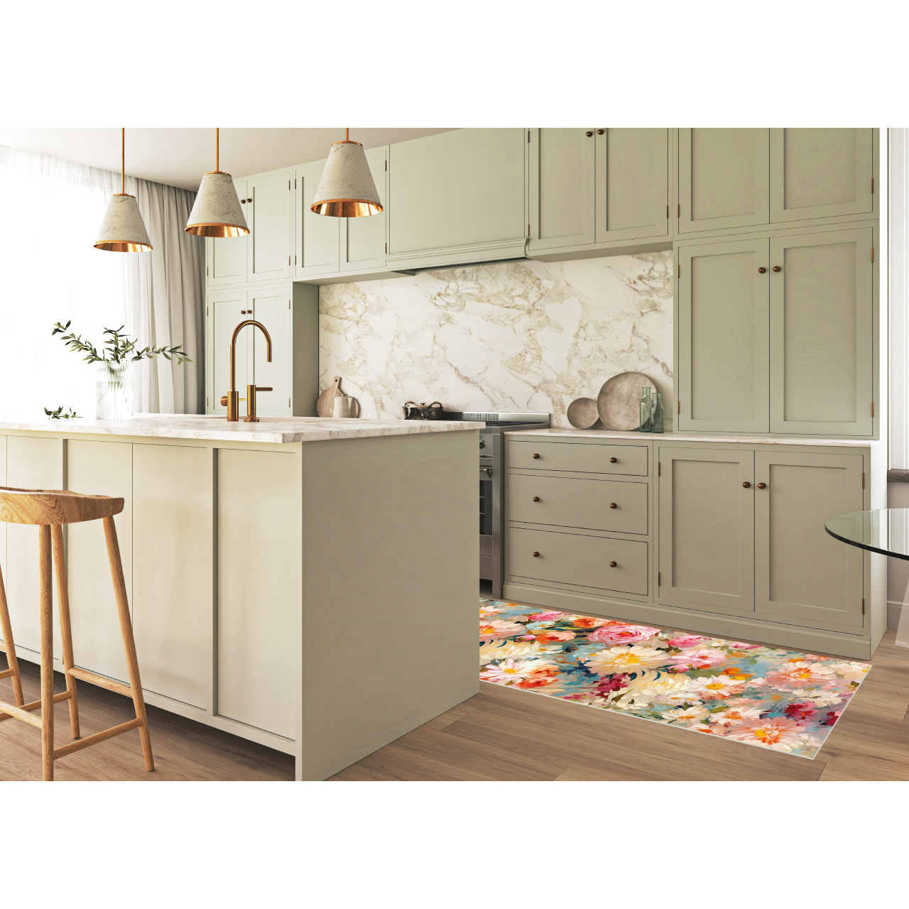 Tappeto Passatoia Cucina Con Retro Antiscivolo Antisfilo Linea Futura Giverny