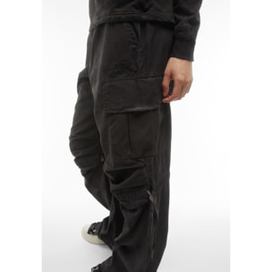 Pantaloni cargo da donna in tessuto popeline effetto used