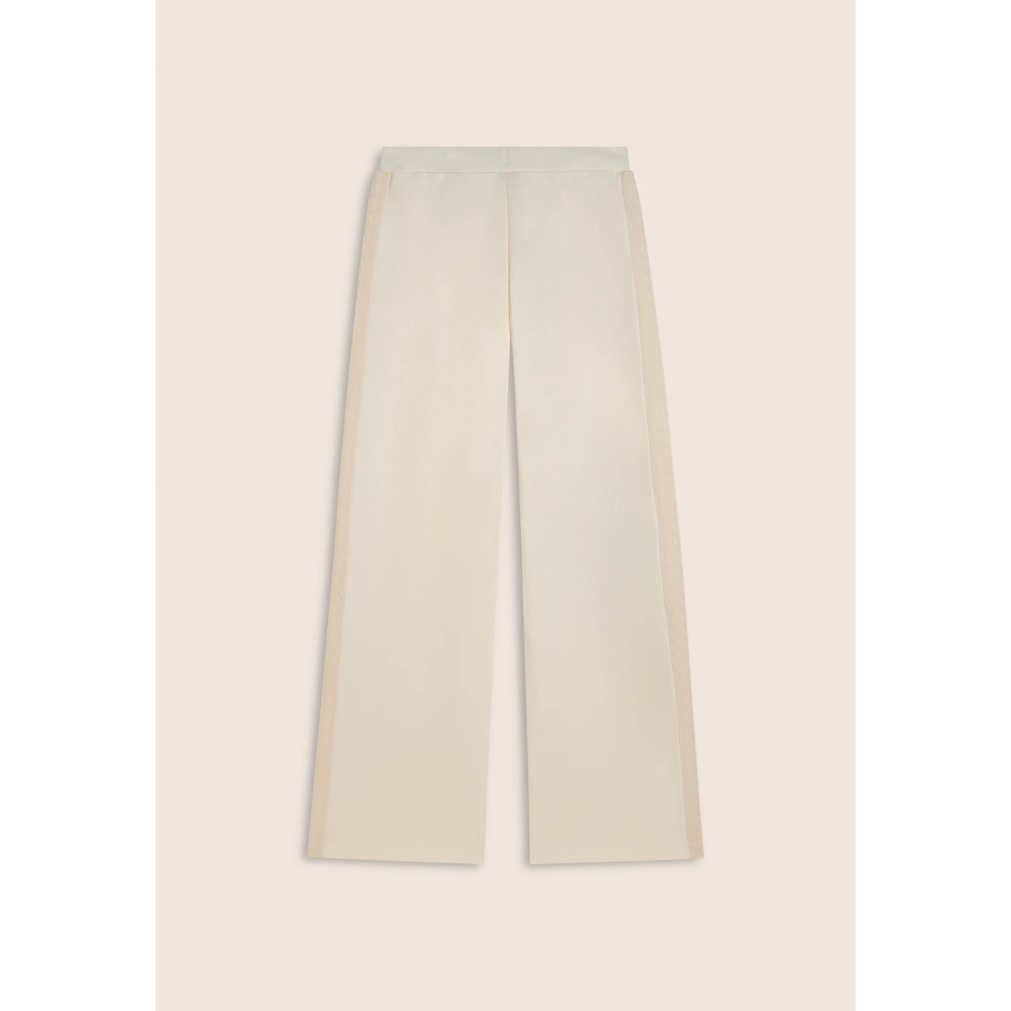 Pantaloni wide leg in felpa garzata e inserti a trecce