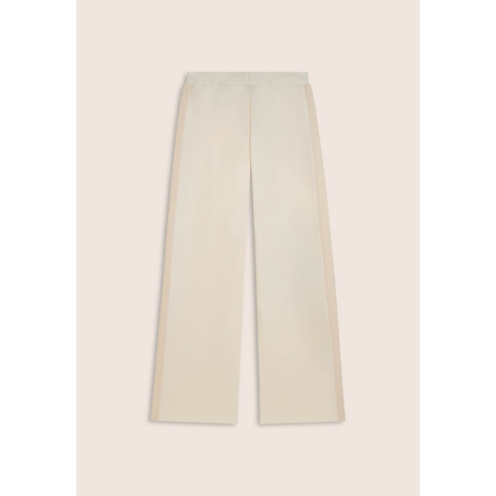 Pantaloni wide leg in felpa garzata e inserti a trecce