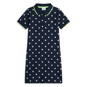 Abito Bambina Stile Polo in Tessuto Piquet a Pois