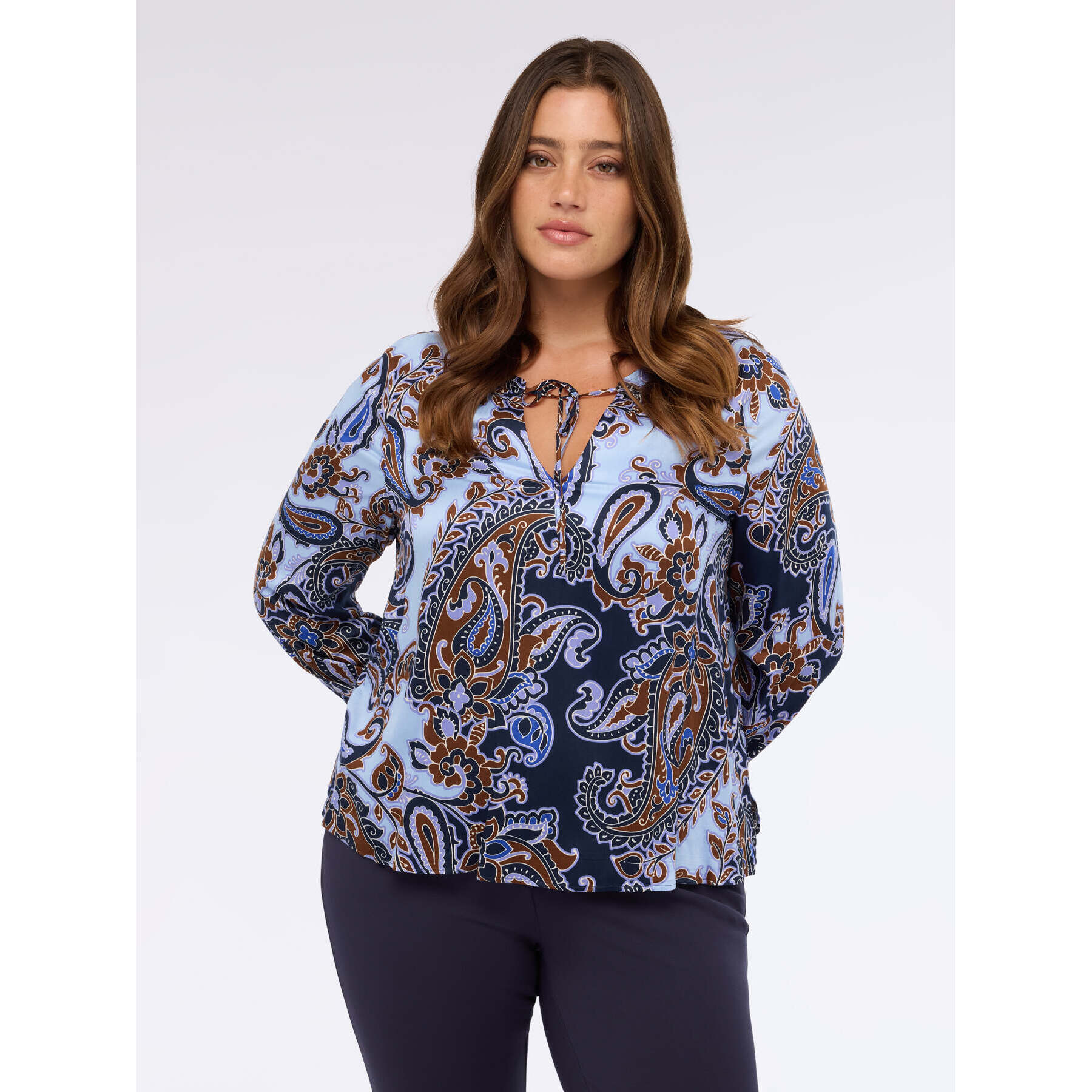 Fiorella Rubino - Blusa con estampado de cachemir en viscosa - Azul