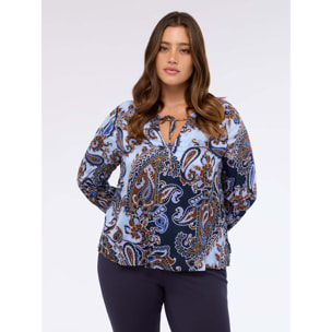 Fiorella Rubino - Blusa con estampado de cachemir en viscosa - Azul