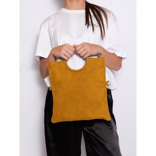 Borsa a mano da donna Made in Italy - Modello Zelia - Pelle scamosciata - 29.0 x 30.0 x 1.0 cm