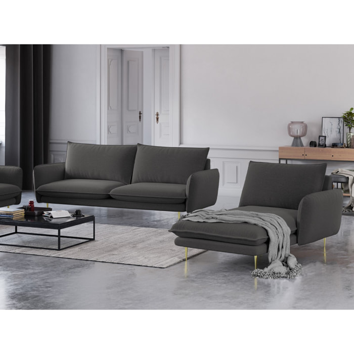 Méridienne droite "Vienna" en tissu structurel gris foncé