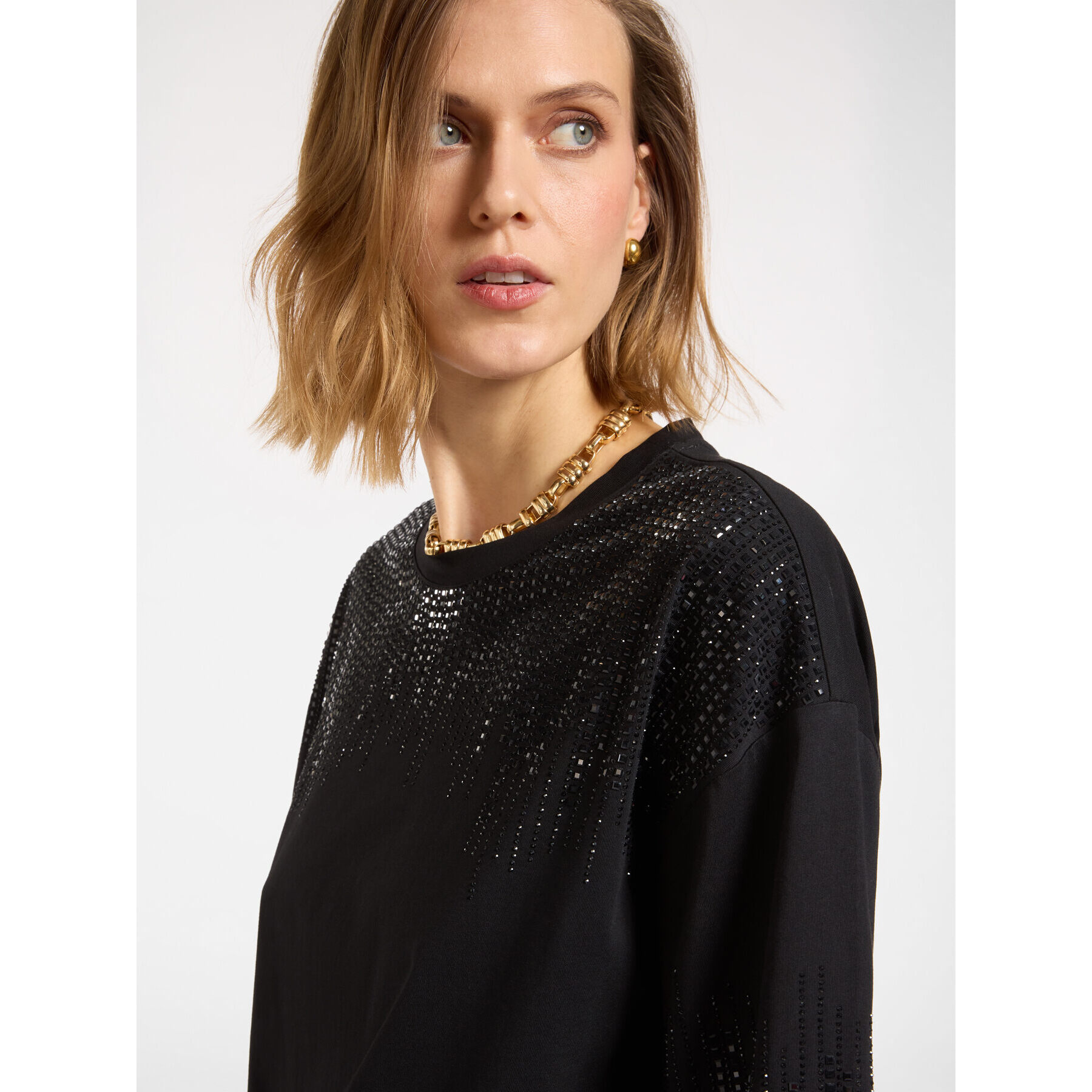 Elena Mirò - T-shirt ricamata - Nero