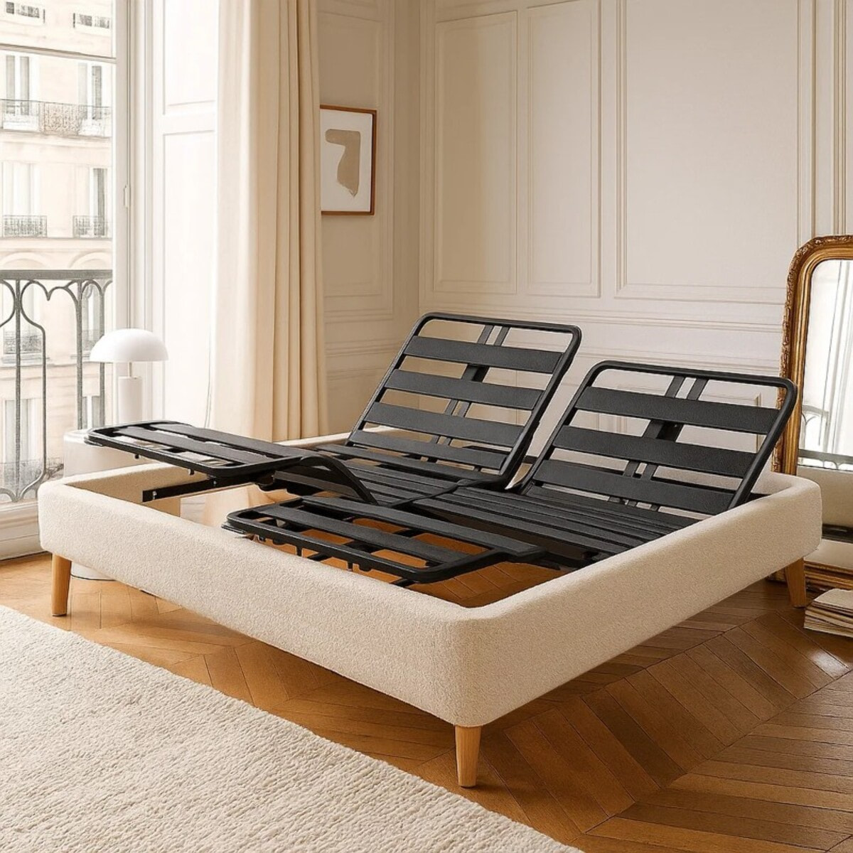 Lit électrique Ergoflex | Contour Bouclette | Sable