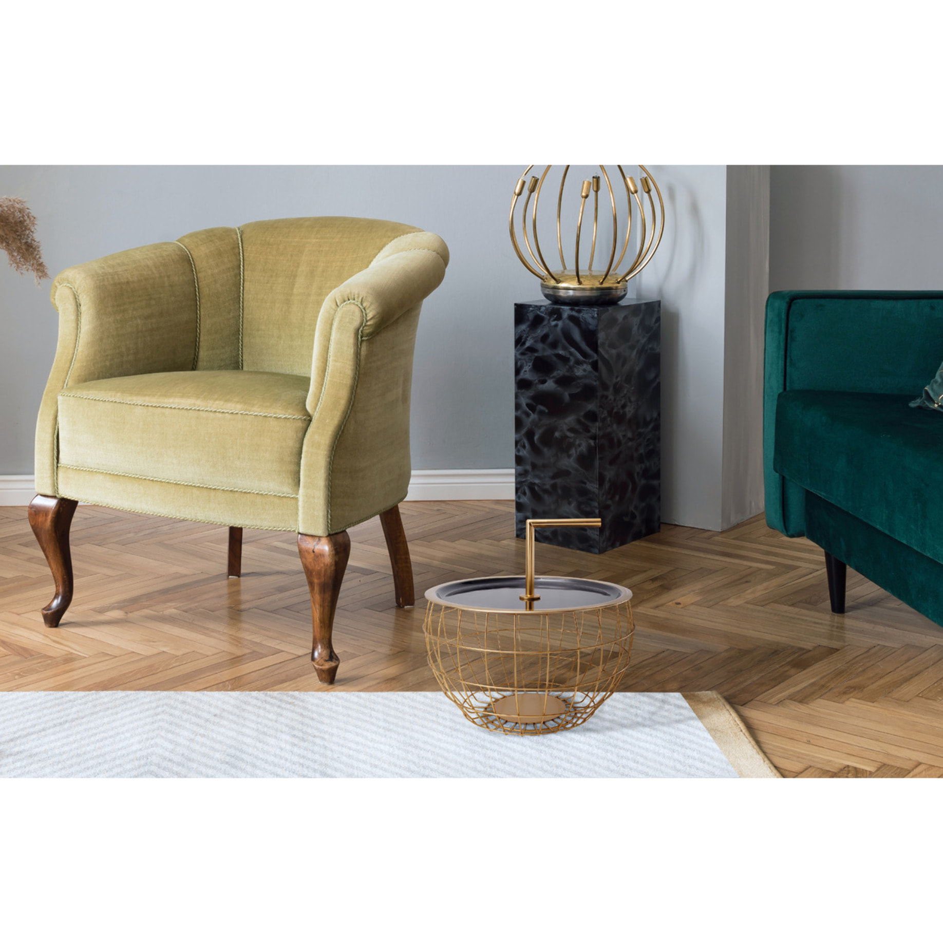Tavolino Art Deco 510 in metallo nero e oro