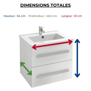 Meuble vasque Ola Up blanc + colonne + miroir et spots