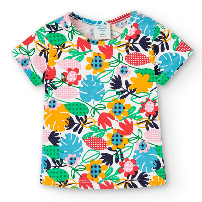 Camiseta multicolor con mangas cortas y estampado grande