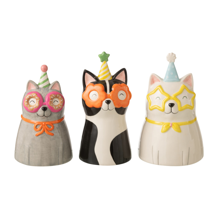 J-Line Vase Chien Lunettes - céramique - multicolore - 3 pièces