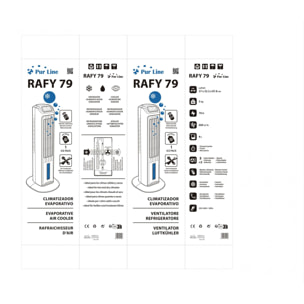Climatizador evaporativo 70W con ionizador y 3 velocidades RAFY 79 PURLINE