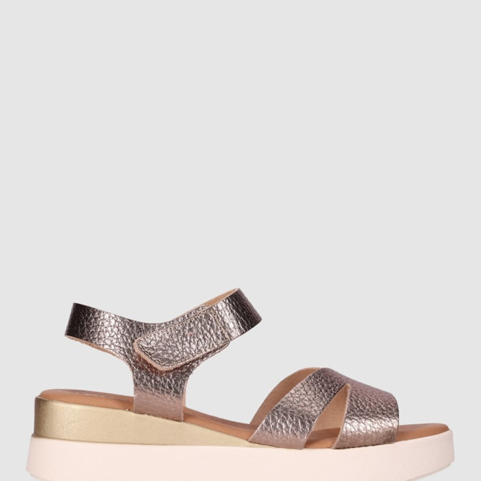 Sandalias de Piel - Bronce - Tacón: 4 cm