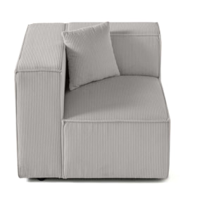 Arty - module d'assise gauche - en velours côtelé - Gris clair