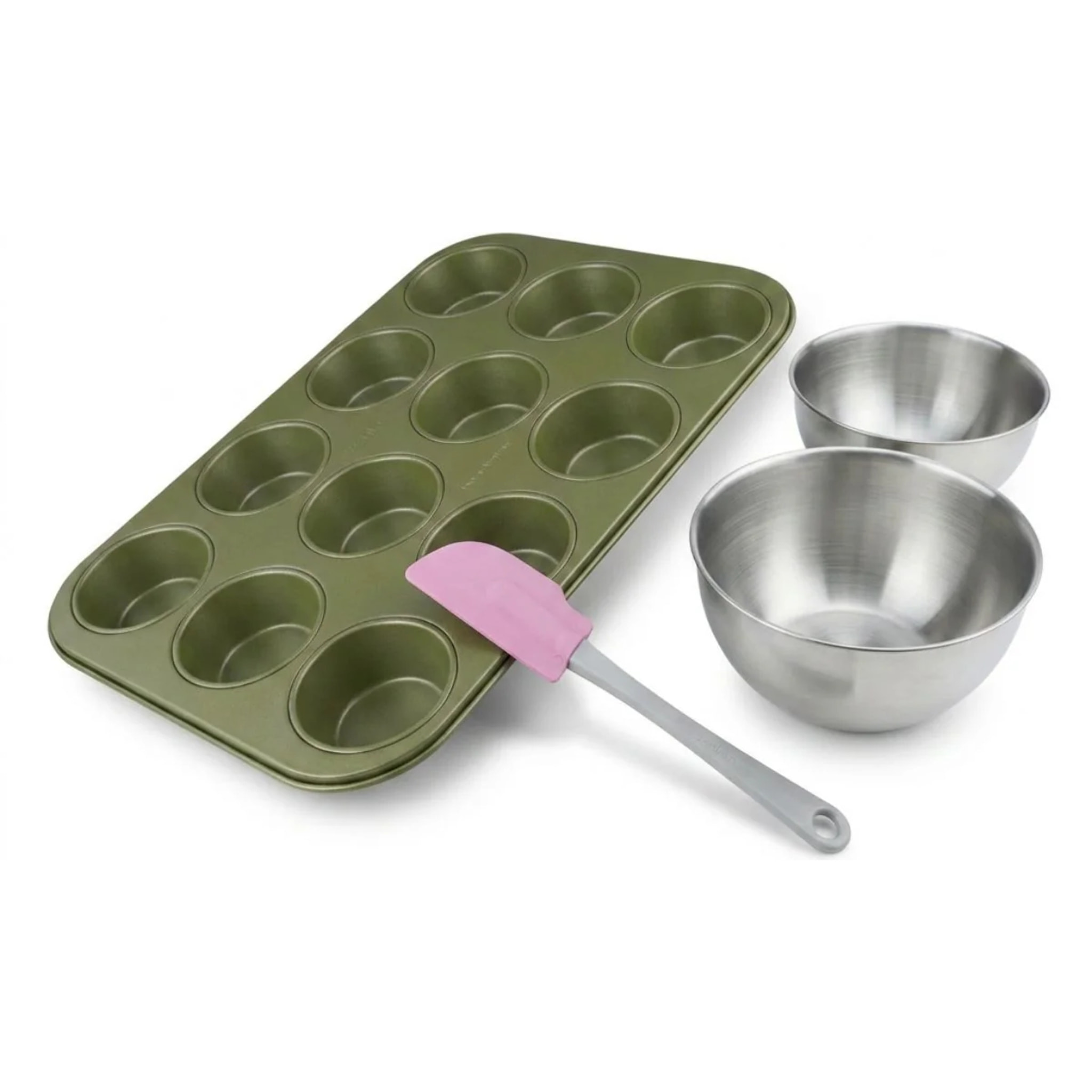 Set de 4 ustensiles de pâtisserie moule à gâteaux 2 bols et spatule Zenker Green Vision