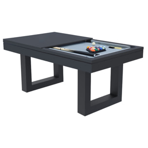 Table multi-jeux 3 en 1 billard et ping-pong en bois noir ARIES