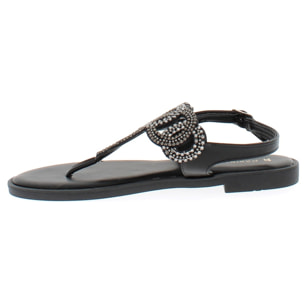 Marina Galanti Scarpe Donna Flat Sandals Flip-Flop Jewel MG 1E168 Black