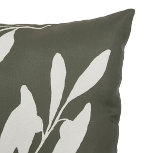 Housse de coussin d'extérieur Tileo 50x30cm motif feuilles vert foncé