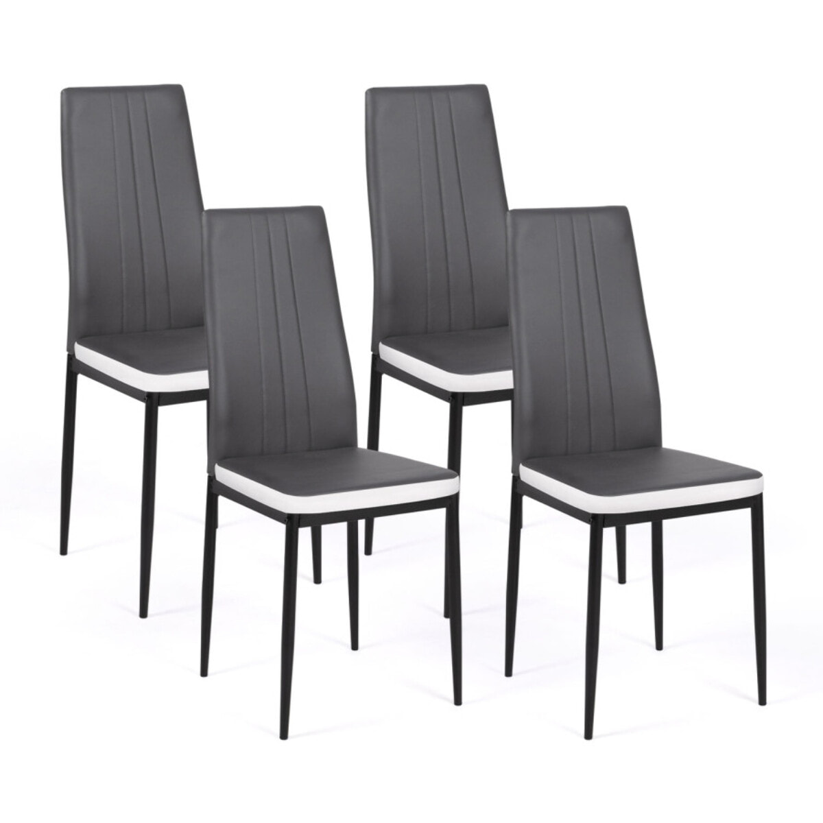 Chaises Jodie imitation cuir et pieds métal - Gris - blanc
