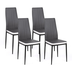 Chaises Jodie imitation cuir et pieds métal - Gris - blanc