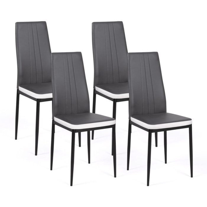 Chaises Jodie imitation cuir et pieds métal - Gris - blanc