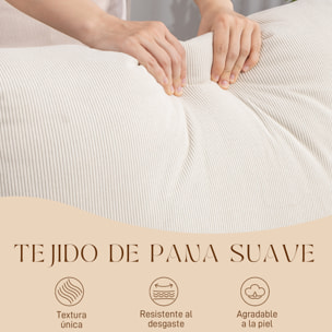 Silla Mecedora con Reposapiés, Respaldo Ajustable, Mecedora de Pana Nórdica, Patas de Madera, Reposabrazos, Cojín Lumbar, Sillón para Lactancia, Carga 120 kg, para Dormitorio, Salón, Crema