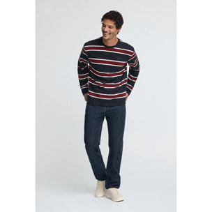 Camiseta Carter con rayas azul marino y granate con parche personalizado Polo Club